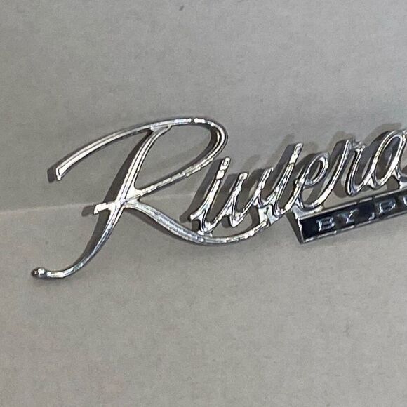 Riviera By Buick Draw CC Chrome Trunk Script Deck Lid Emblem Badge 1971-1972 - Picture 2 of 7